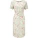 Viyella Pale Green Abstract Floral Print Lined Linen Dress. Size 14