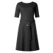 M&S Black Scoop Neck Belted Stretchy Skater Dress