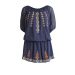 Vila Viabigail Navy Embroidered Bardot Dress. Size XS / UK 8