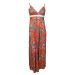 COTTON CLUB V-Neck Crochet Trim Strappy Floral Print Cotton Maxi dress. Size 10.