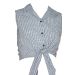 Navy & White Gingham Sleeveless Cropped Tie Top