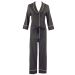 M&S Black Striped Lightweight Cotton Belted Pyjama Set
