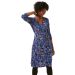 White Stuff 'Anet' Blue Purple Grey Jersey Wrap-Over Bodice Tea Dress