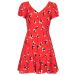 Topshop Lightweight Red Floral Print Skater Tea Dress