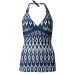 M&S Navy & White Ikat Print Halterneck Tankini Top