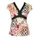 Monsoon V-Neck Satin Trim Abstract Print Chifffon Top