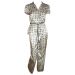 M&S Abstract Circle Ivory Satin Pyjamas