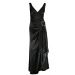 OLI Plunging V-Neckline Diamante Buckle Draped Satin Evening Dress