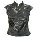 C&A Black Oriental Style Embroidered Satin Blouse / Top