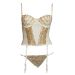 Ivory Embroidered Basque with Detachable Suspender Straps & Thong Set