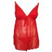 Sorbet Red Chiffon & Lace Babydoll Nightie & Thong Set