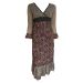 Monsoon V-Neck Cross-Over Bodice 3/4 Sleeve Chiffon Dress