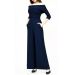 Coast SARA Navy Bardot Off-The-Shoulder Wide Leg Jumpsuit