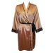 M&S Peach & Black Satin Lace Trim Kimono / Dressing Gown