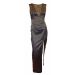 Miss Selfridge Glamorous Mesh Insert V-Back Satin Dress with Side Split