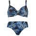 Naturana Blue & Black Abstract Stripe Underwired Bikini Set - Style 72402 - Size 10 / 32B
