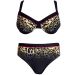 Naturana Black Animal Underwired High Leg Bikini Set - Style 72419 - Size 10 / 32B