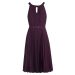 F&F Plum High Neck Belted Pleated Skirt Dress