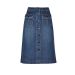 M&S Ladies Button Front Stretch Blue Denim A-Line Skirt
