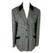 Viyella Black & White Check Single Breasted Velvet Collar Long Length Jacket