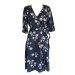 Monsoon Navy Blue Abstract Floral Jacquard Faux Wrap Belted Dress