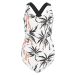 M&S White with Black & Orange Flowers Cross-Over Back Swimsuit