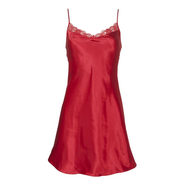 F&F Red Lace Trim Satin Chemise