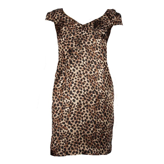 Oasis Leopard Print Sheath Dress Oasis V-Neck Leopard Print Mini