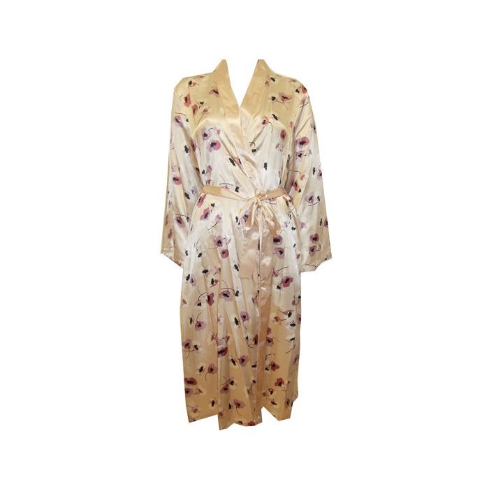 M&S Cream Long Length Satin Dressing Gown