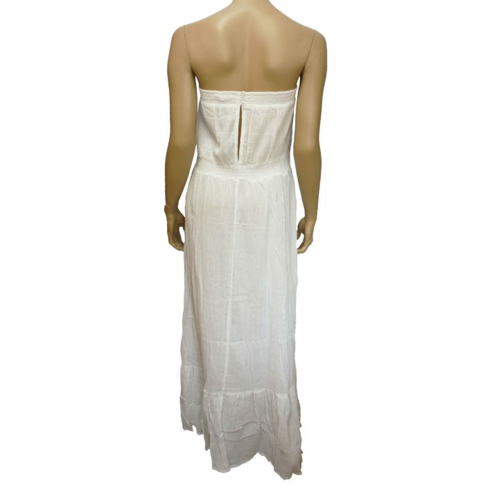 South Strapless Bandeau Crinkle Cotton Summer Beach Maxi Dress