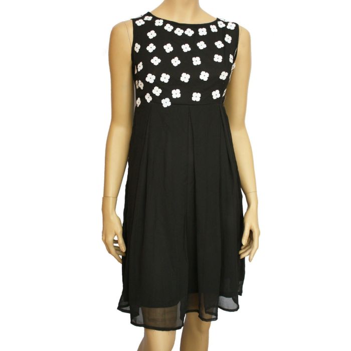 Lipsy Scoop Neck Petal Floaty Black Chiffon Dress