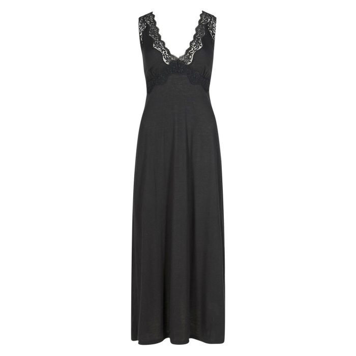 M S Long V Neck Lace Trim Jersey Nightdress