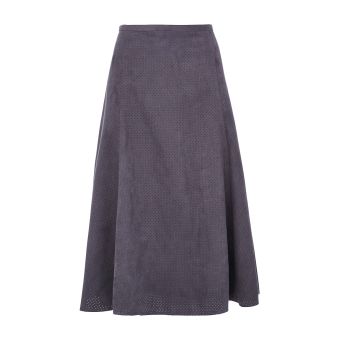 Viyella Grey Suedette A-Line Flared Skirt