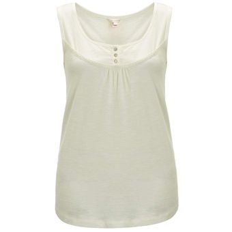 Monsoon Ivory Scoop Neck Crochet Trim Vest Top T-Shirt