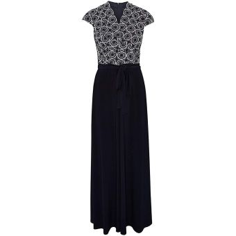 Viyella Lace Wrap Bodice Belted Maxi Dress. Size 12