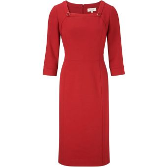 Viyella Dark Red Square Neck 3/4 Sleeve Ponte Dress. Size 10
