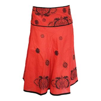 Monsoon Red Embroidered A-Line Skirt