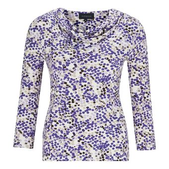 Viyella Cowl Neck Bubble Spot Print 3/4 Sleeve Top
