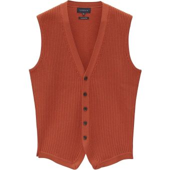 Viyella Ladies Orange Wool Blend Sleeveless Cardigan. Size XL