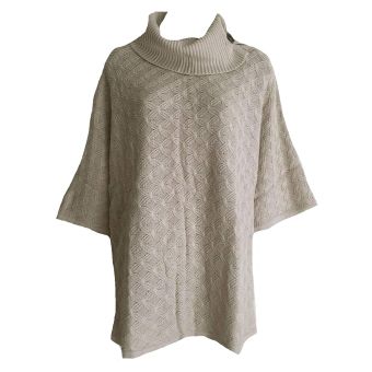 Viyella Oatmeal Star Stitch Knitted Poncho