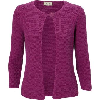Viyella Crochet Knitted Single Button Cardigan