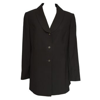 Viyella Black Smart Single Breasted Stitch Detail Long Length Jacket. Size 16