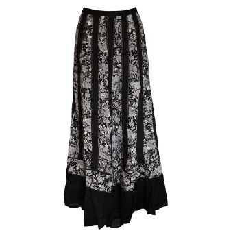 ZUPPE Black & Grey Floral Gypsy Maxi Skirt