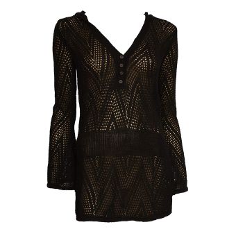 E:XIT Long Sleeve Hooded Jumper / Crochet Top. Size 8-12