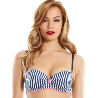 Ann Summers Navy Stripe Balcony Bra. Size 36B