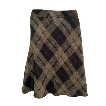 M&S Beige & Black Tartan Check Elasticated Waist A-Line Skirt