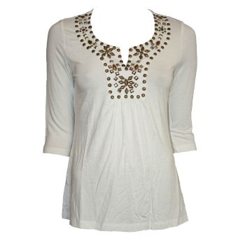 Savoir Scoop Neckline Beaded Tunic