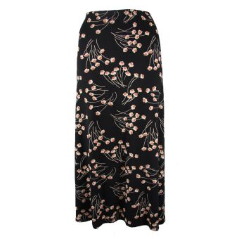 Alex & Co Black Abstract Floral Elasticated Waist A-Line Skirt