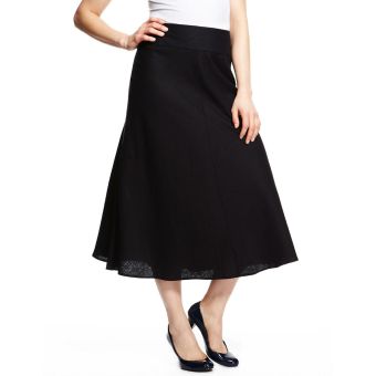 M&S Very Dark Navy / Black A-Line Linen Skirt