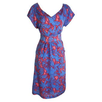 White Stuff Blue & Coral 'Lena' Dress